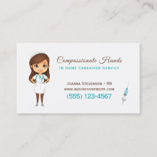 Cute Home Health Care Nurse Service Business Card