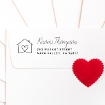 Cute Home Modern Name & Surname Return Address Self-inking Stamp<br><div class="desc">Easily personalize these custom cute home modern name and surname return address rubber stamps with your own names and address. This design features your name in handwritten calligraphy and your address details in a modern sans serif font. On the left, there is a cute hand-drawn home with a heart in...</div>