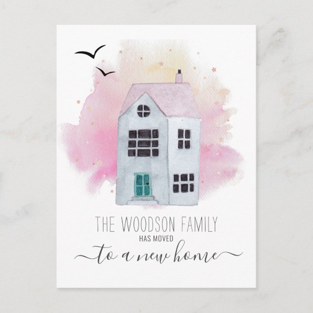 Cute Home Moving Change Of Address Announcement  (Front)