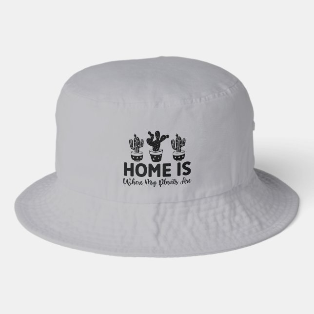 Cute home plant word art  bucket hat (Front)