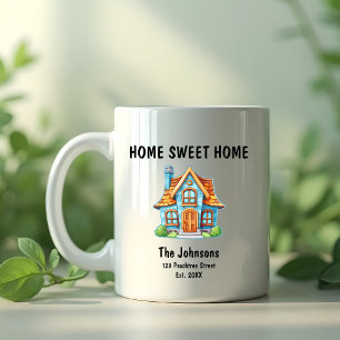 Cute Home Sweet Home Blue House Housewarming  Coffee Mug
