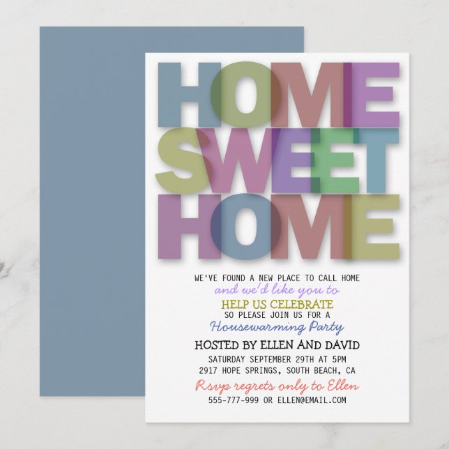 Cute Home Sweet Home Housewarming Invitations (Front/Back)