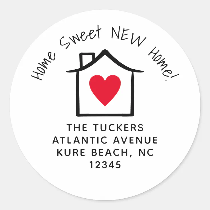 Cute Home Sweet New Home Address Label Sticker Zazzle