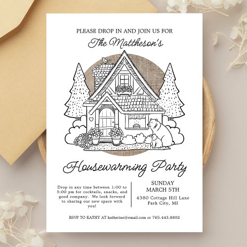 Cute Home with Bears Drop In Housewarming Party Invitation