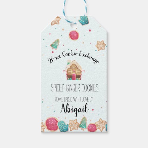 Cute Homemade Christmas Cookies Gingerbread Blue Gift Tags