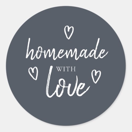Cute Homemade With Love Black White Classic Round Sticker
