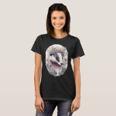 Cute Honey Badger Flower Crown Floral Watercolor A T-Shirt (Front Full)