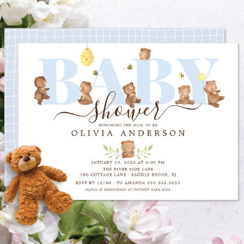 Cute Honey Bear Baby Shower Invitation by invitationstop at Zazzle