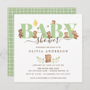 Cute Honey Bear Baby Shower Invitation
