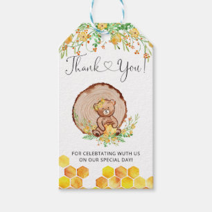 Cute honey bear baby shower thank you tag