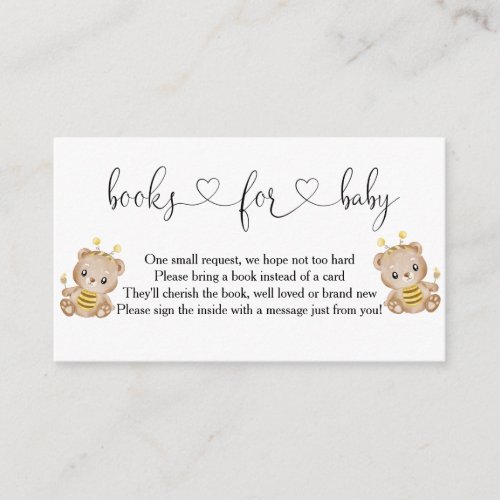 Cute Honey Bear Books For Baby Enclosure Card