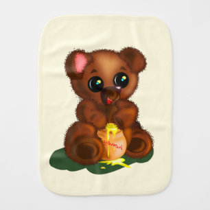 Cute Honey Bear Funny Baby Burp Cloth Customizable