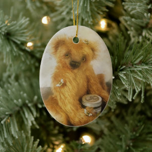 Cute Honey Bear Teddy Personalized Ceramic Ornament