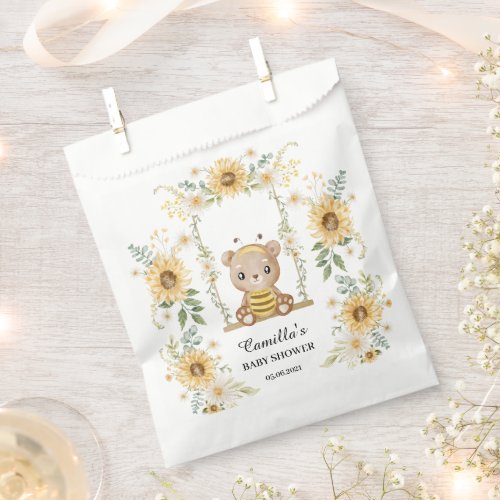 Cute Honey Bear With Sunflowers Favor Bag