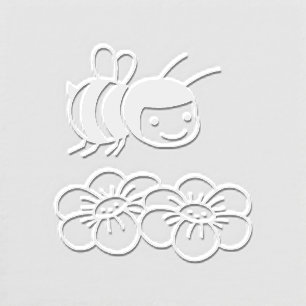 Cute Honey Bee Above Flowers Embosser