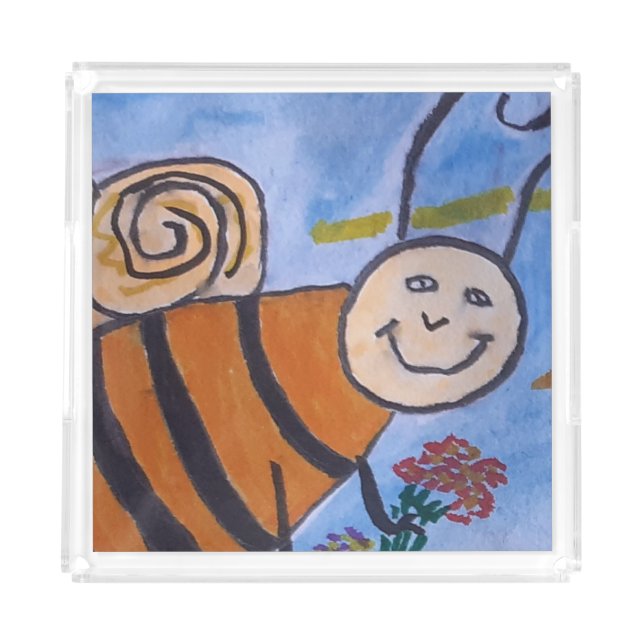 Cute Honey Bee Acrylic Serving Tray (Front)
