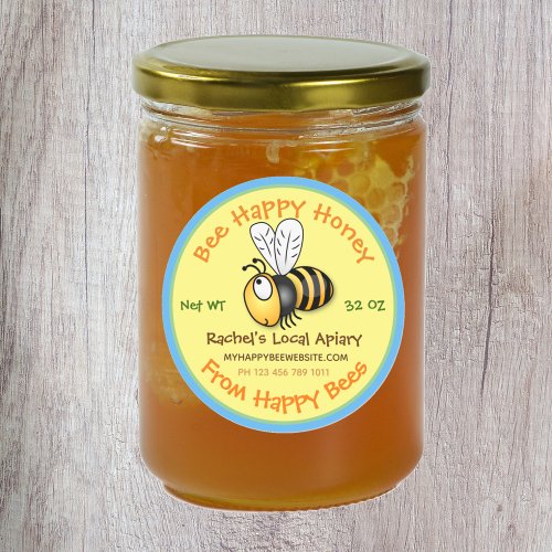 Cute honey bee apairy label cartoon illustration