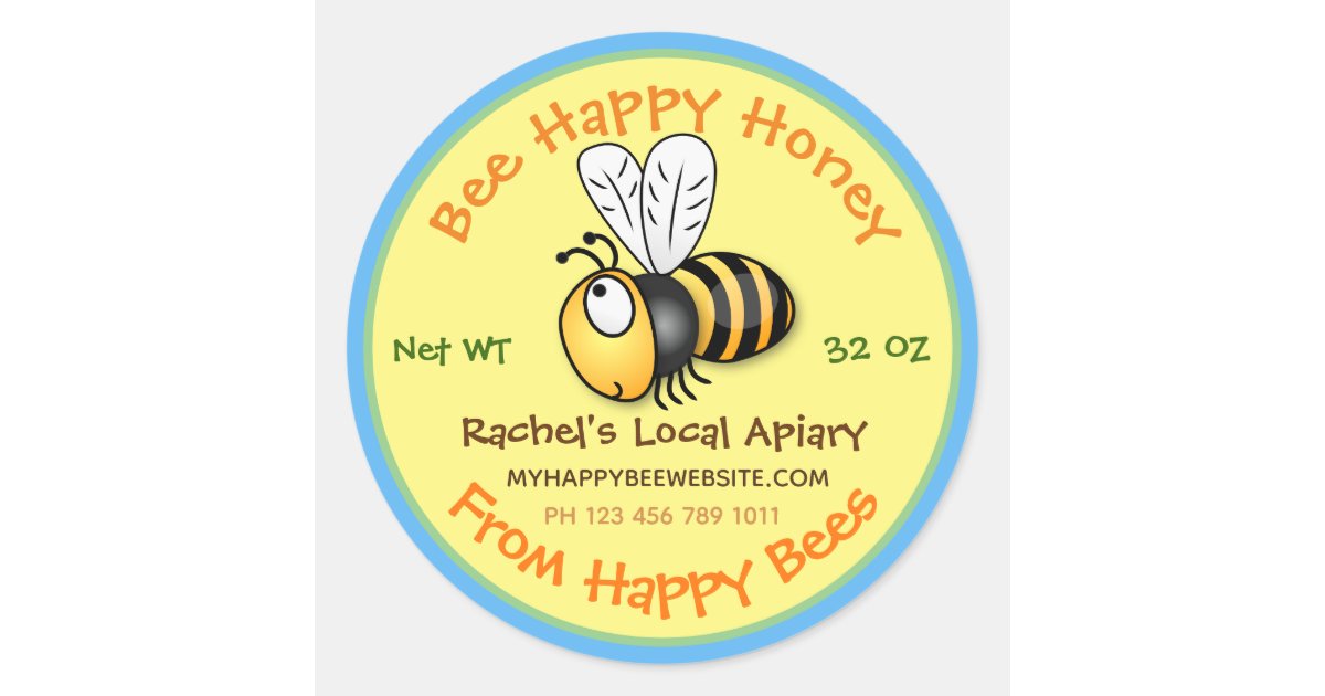 Cute honey bee apairy label cartoon illustration | Zazzle.com