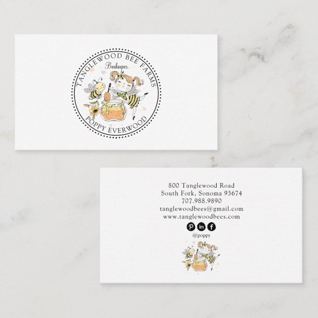 Cute Honey Bee Apiary Beekeeper Honey Products  Business Card (Front/Back)