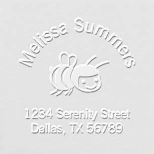 Cute Honey Bee Arched Name Return Address Embosser