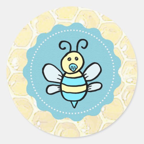 Cute Honey Bee Baby Shower Classic Round Sticker