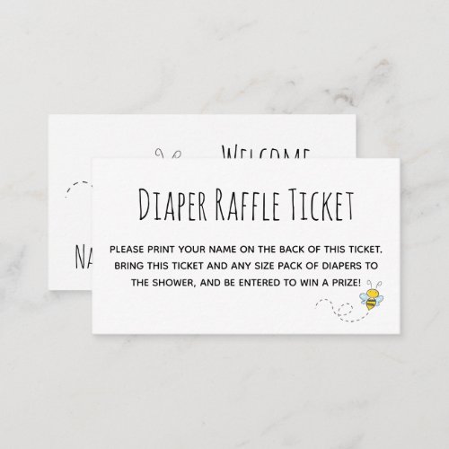 Cute Honey Bee Baby Shower Diaper Raffle Ticket Enclosure Card