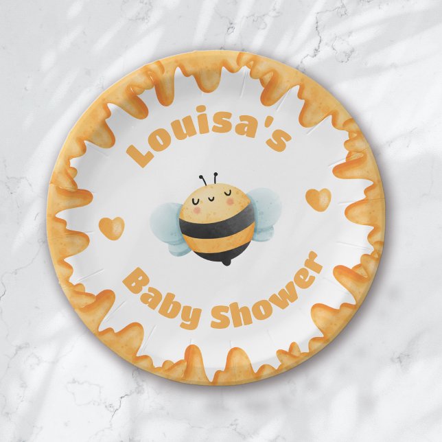 Cute Honey Bee Baby Shower Paper Plates (Creator Uploaded)