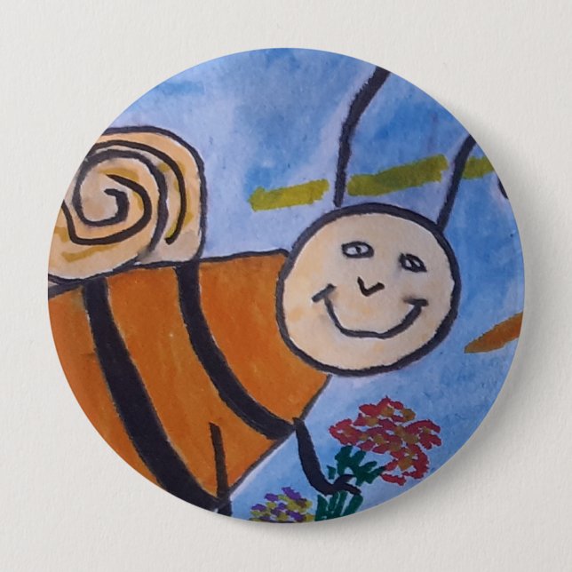 Cute Honey Bee Badge Button (Front)