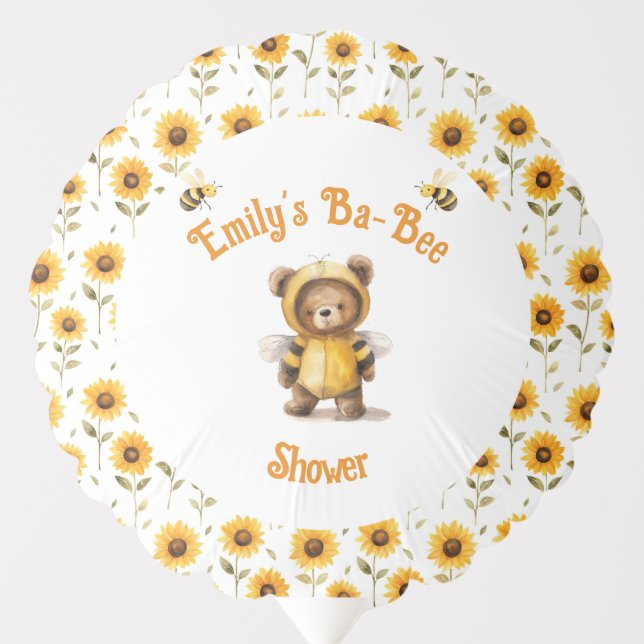 Cute Honey Bee Bear Ba-Bee Shower  Balloon (Front)