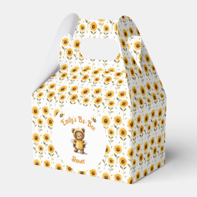 Cute Honey Bee Bear Ba-Bee Shower  Favor Boxes (Front Side)