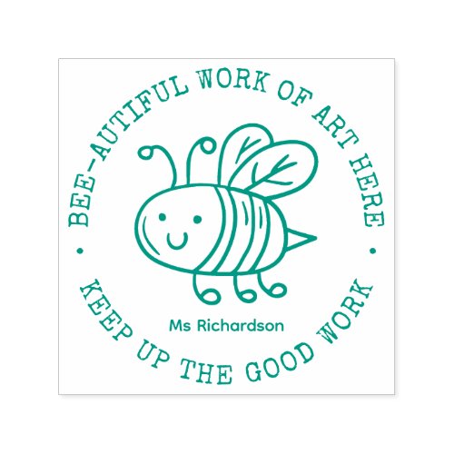 Cute Honey Bee Beautiful Work Art Teacher Praise Self_inking Stamp