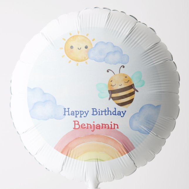 Cute honey bee Bee Birthday Party Balloon (Front)