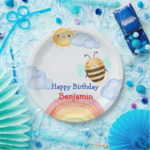 Cute honey bee Bee Birthday Party Paper Plates