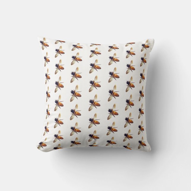 Cute honey bee bee bumble bee throw pillow (Front)