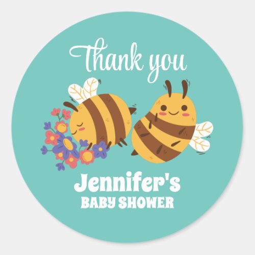 Cute Honey Bee Birthday Party Baby Shower Classic Round Sticker