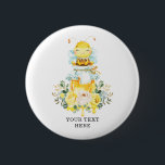 Cute Honey Bee Birthday Party Favors Button<br><div class="desc">This simple but sweet button features an adorable little bumblebee sitting on top of a jar of honey adorned with summery yellow flowers and greenery. If you want to change the font style,  colour or text placement,  simply click the "Customize Further" button.</div>