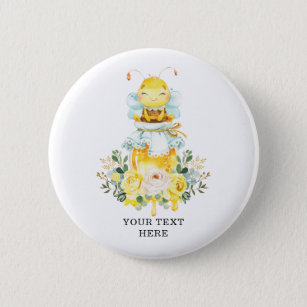 Cute Honey Bee Birthday Party Favors Button