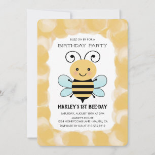 Cute Honey Bee Birthday Party Invitation