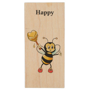 Cute Honey Bee & Calligraphy Flash Drive