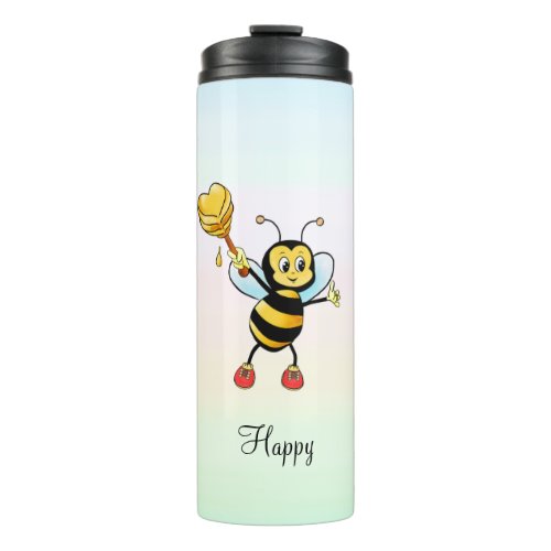 Cute Honey Bee  Calligraphy on Pastel Colors Thermal Tumbler