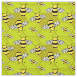 Cute Honey Bee Cartoon Beehive Pattern Fabric