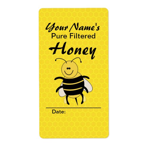 Cute Honey Bee Custom Name Honey Labels for Jar