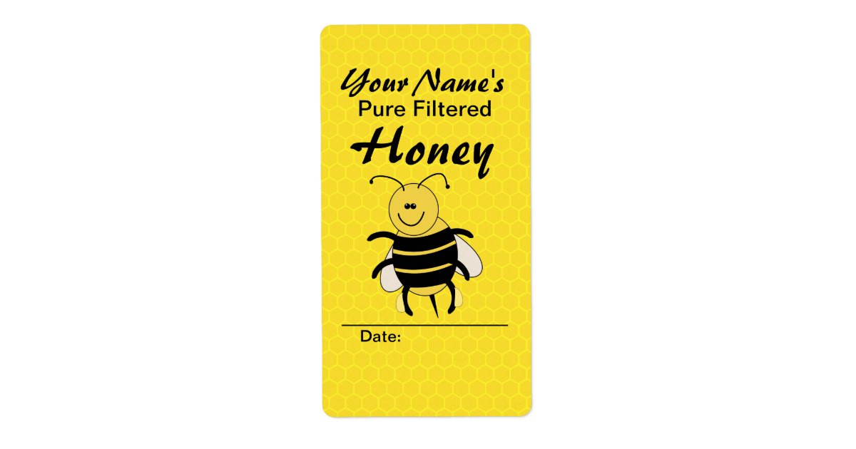 Cute Honey Bee Custom Name Honey Labels for Jar | Zazzle.com