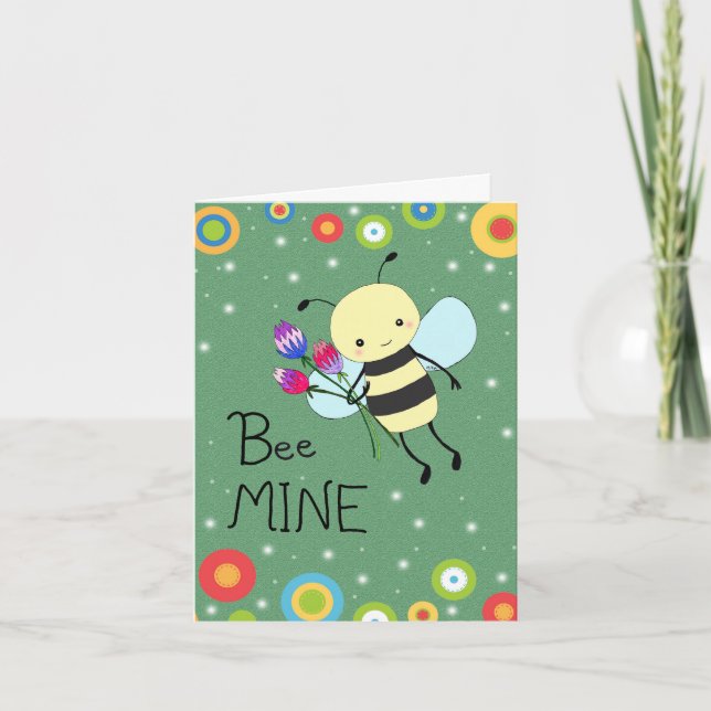 Cute Honey Bee Easy Custom Message Valentines day Card (Front)