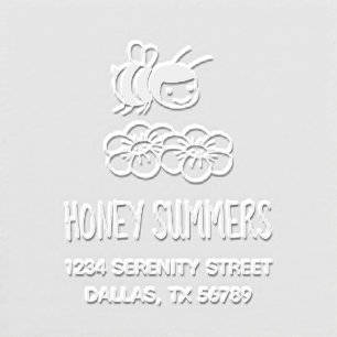 Cute Honey Bee Floral Address Embosser