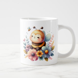 Cute Honey Bee Floral  Giant Coffee Mug