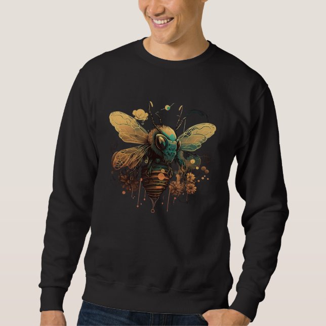 Cute Honey Bee Floral nature  who gardens Beekeepe Sweatshirt (Front)