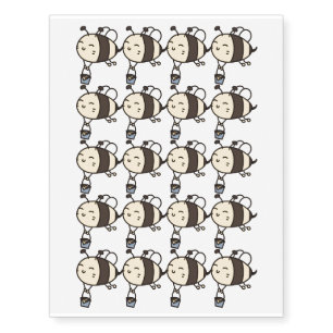 Cute Honey Bee Flying Design Temporary Tattoos