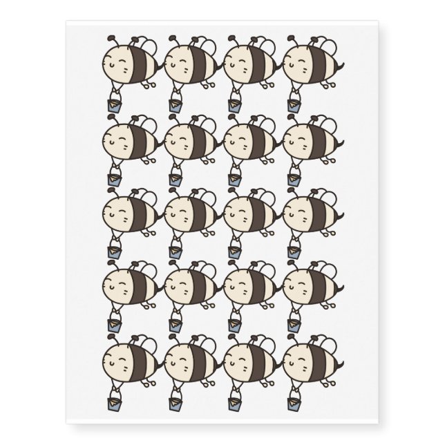 Cute Honey Bee Flying Design Temporary Tattoos (Front)