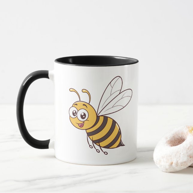 Cute Honey bee flying Mug (With Donut)